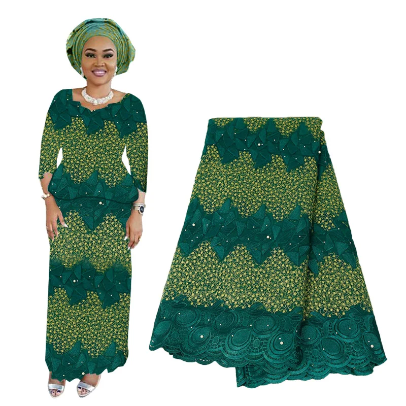 

2019 Latest French Nigerian Lace Fabric High Quality Embroidered Tulle African Laces Fabric with Stones For Wedding Voile Lace