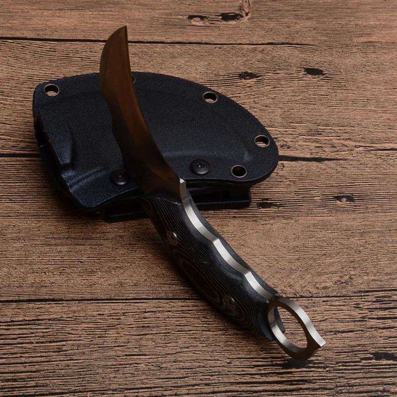 Острый нож Karambit, нож с фиксированным лезвием для выживания, нож-коготь 440C из стали для кемпинга, охоты, боевых тактических ножей+ оболочка из АБС-пластика
