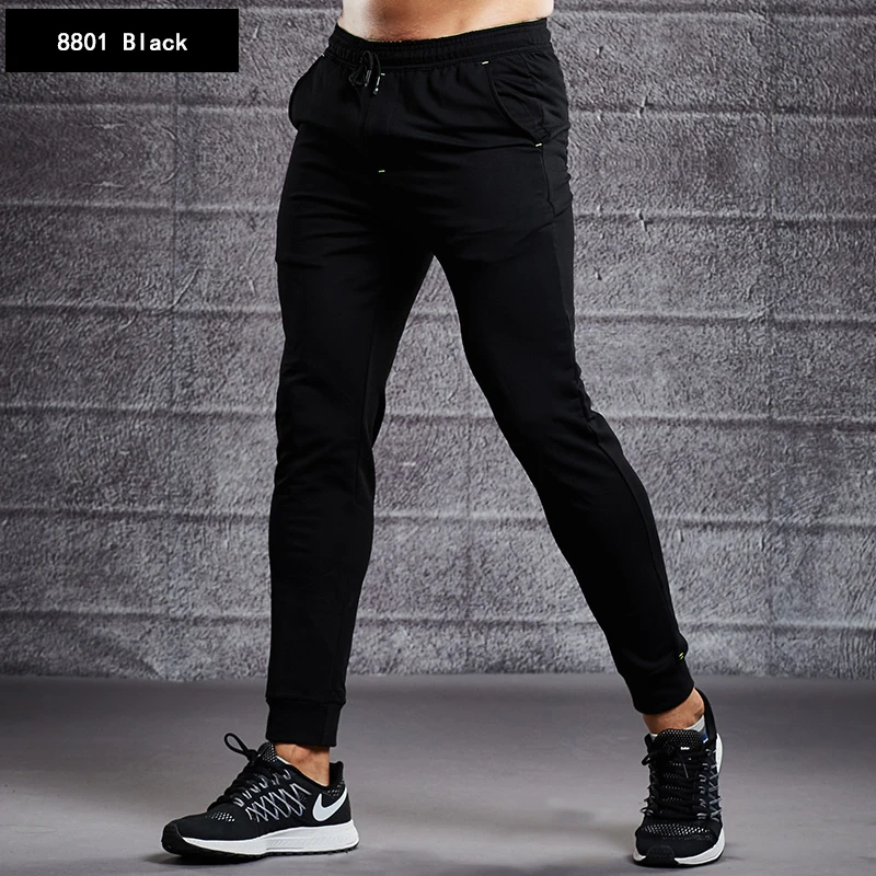 Спортивные штаны для мужчин, быстросохнущие, Осень-зима, футбольные спортивные штаны, колготки, повседневные штаны для здоровья, штаны для бега, штаны для тренировок в тренажерном зале - Цвет: 8801  Black