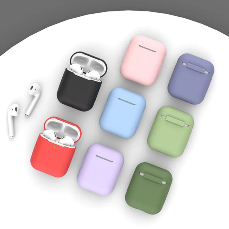 Мягкий силиконовый чехол для беспроводных Bluetooth наушников Apple Airpods 1/2 однотонный