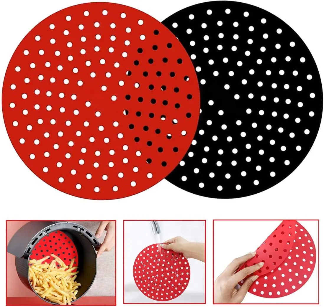 

Reusable Silicon Air Fryer Liner Air Fryer Mat Non-Stick Steaming Mat Cooking Kitchen Tool Pastry Baking Mat Cake Grilled Saucer