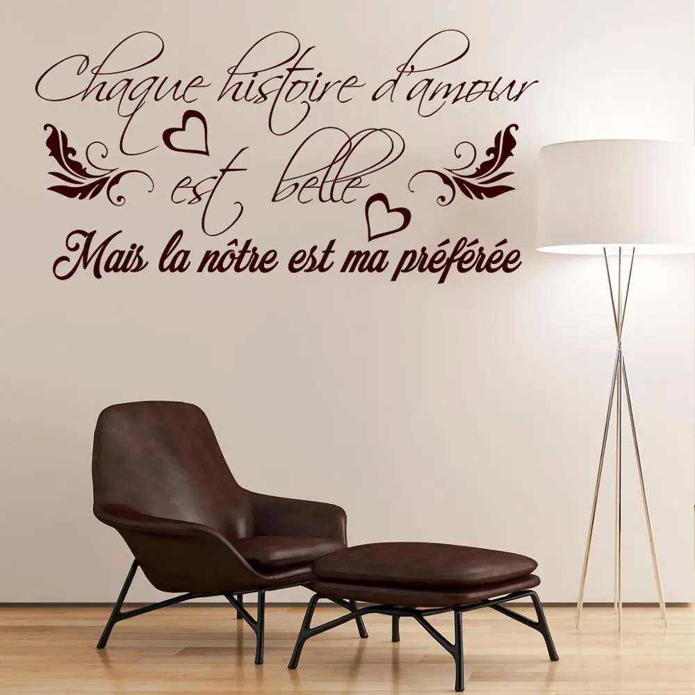 Wall Stickers French Famous Love Quote Chaque Histoire D Amour Inspiring Phrase Wall Decals For Bed Room Aliexpress Home Garden
