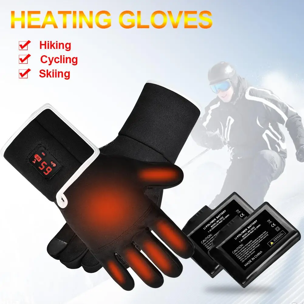 

Heated Gloves Warm Keeping Smart Touch Screen Waterproof Electric Heated Gloves For Winter Outdoor Skiing Riding //