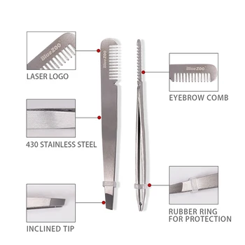 

1pcs Stainless Steel Eyebrow Clip with Comb Eyebrow Tweezer with Comb Eyelashes Extension Tweezers Double Eyelids Pinzette Clip