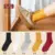 5 Pairs/set Women Socks Soft Fashion Autumn Winter Travel Mid-calf Length Mixed Color Outdoor Sports Striped Daily Elastic Warm crew socks women Women's Socks