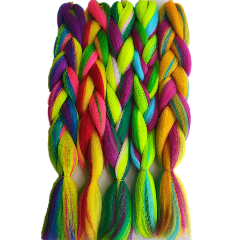 Pervado Hair Synthetic Jumbo Braiding Hair Bulk Blend Candy Mixes Color Crochet Braids 24" 100g Festival Braids