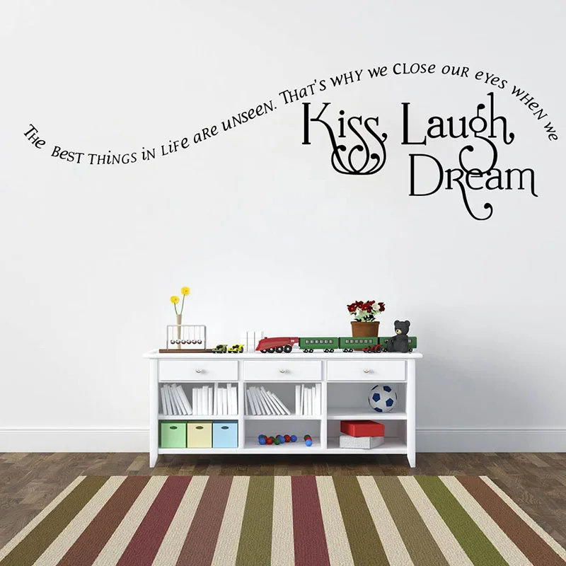 Kiss Laugh Dream Quote Wall Sticker Living Room Bedroom Family House Inspirational Decal Kids Kitchen Office | Дом и сад