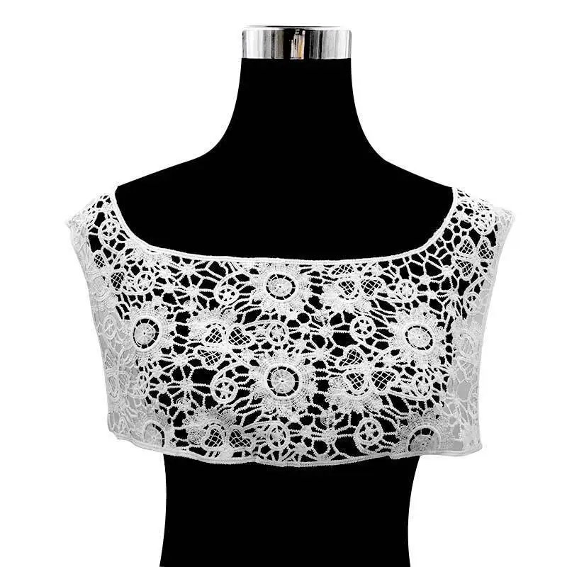 

1PCS White Embroidered Venise Lace Neckline Collar Embellishment Guipure Applique Trims Clothing Sewing Supplies Scrapbooking