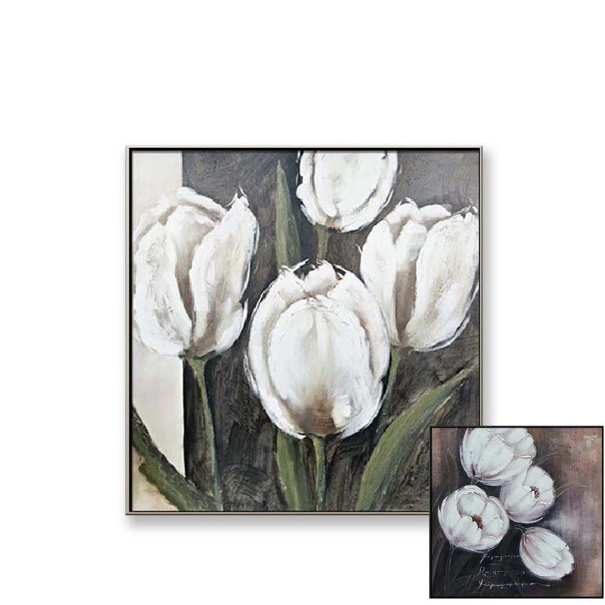 Indah Bunga Tulip Putih Gambar Untuk Dinding Dekorasi Digambar Tangan Lukisan Cat Minyak Di Atas Kanvas Dinding Seni Poster Untuk Ruang Tamu Painting Calligraphy Aliexpress