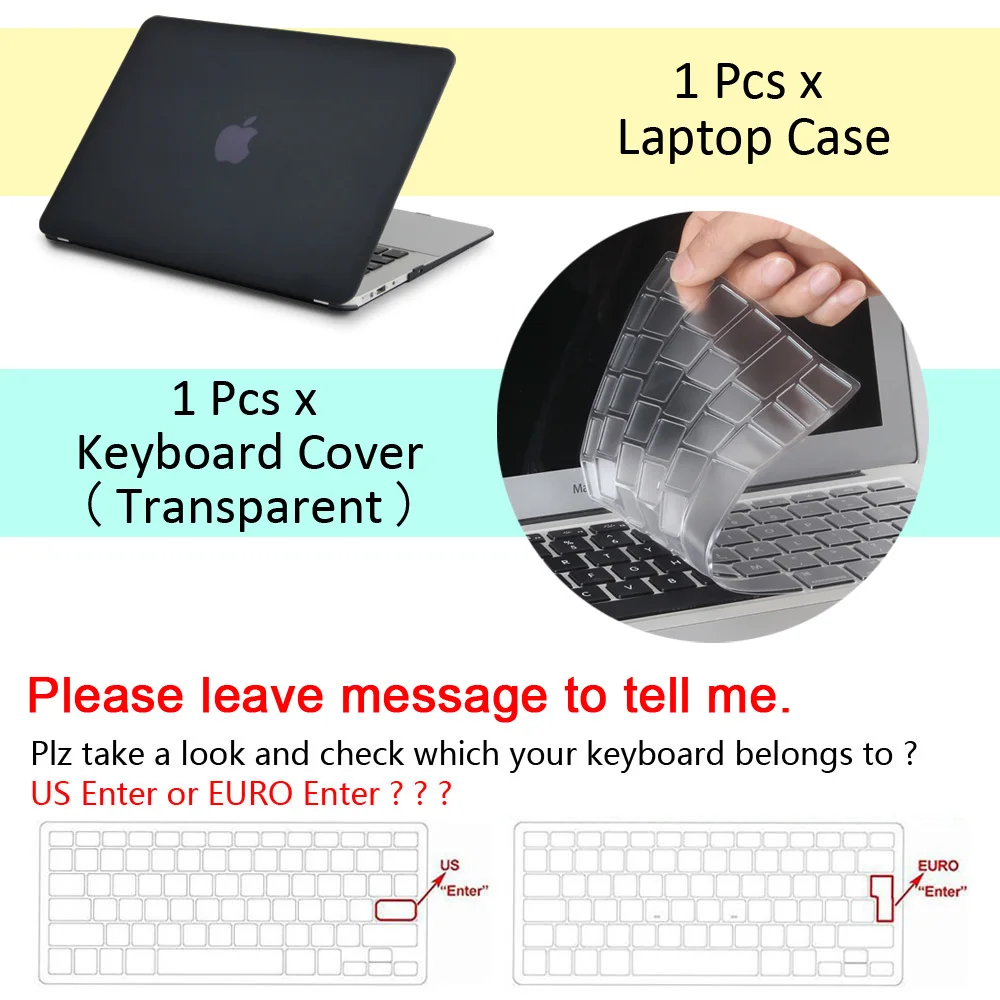 Чехол для ноутбука Apple MacBook Air Pro Retina 11 12 13 15 для mac book Pro 13,3 15,4 дюймов с сенсорной панелью+ чехол для клавиатуры