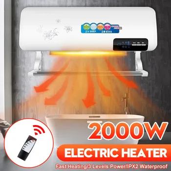 

2000W LED Wall Mounted Air Conditioner Electric Heater Fan Household Wall and Desktop Clothing Dryer PTC Remote Control Timer