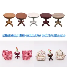 1:12 Dollhouse Furniture Miniature Wooden Round Side Table Kids Kids Pretend Play Toys for Children Doll House Accessories(China)