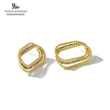 YMYW, модные серьги-гвоздики с гиперболом, стразы, геометрические, полые, шикарные, для женщин, девушек, вечерние, подарок Orecchini, новинка