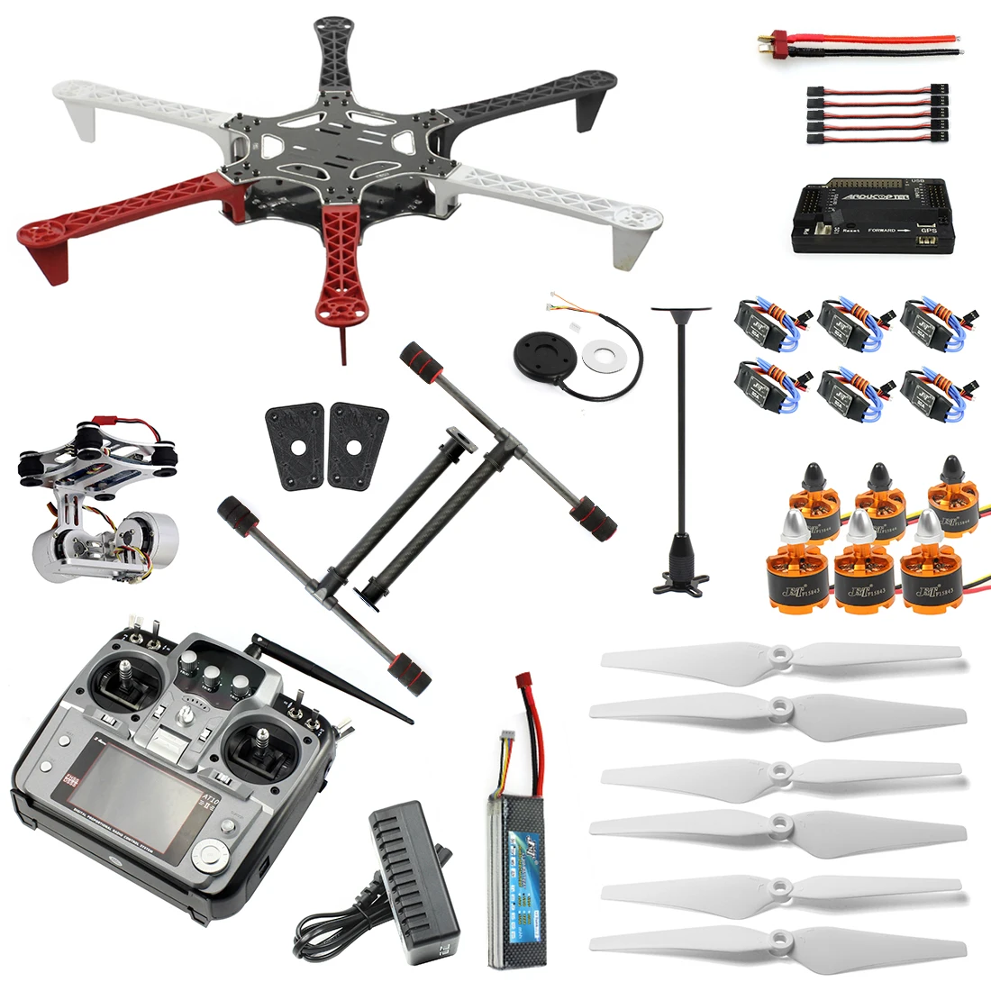 $274.36 F05114AP 6axis Aircraft Hexacopter Drone RTF with AT10 Remote Control Frame APM28 Flight Con