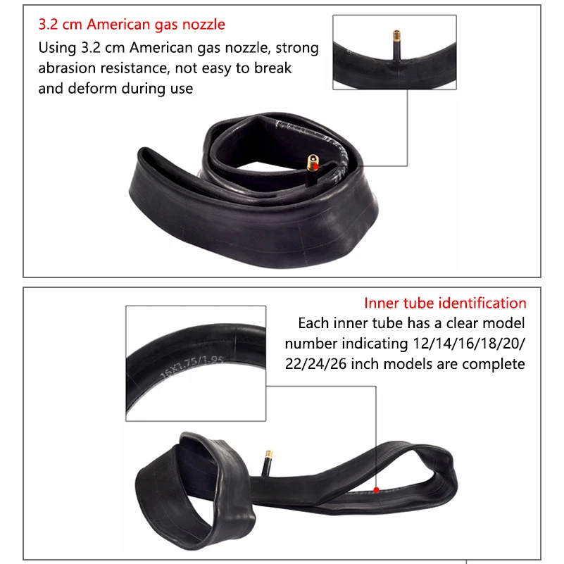 Bike Tires Bicycle Inner Tube 12/14/16/18/20/24/26 inches Schrader Tyres Thicken BMX MTB Bike Cycling Tire Rubber Tubes