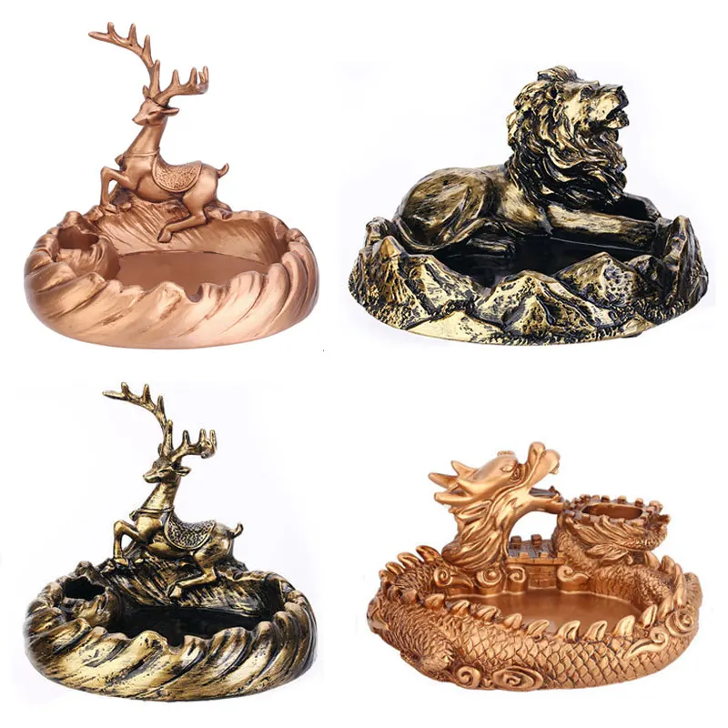

Retro Deer Ashtray Portable Resin Dragon Ashtray Lion Home Furnishing Articles Sitting Room Decorate