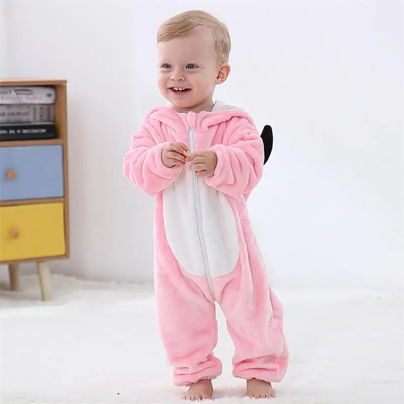 Pink Flamingo MICHLEY; Детский комбинезон унисекс с капюшоном и героями мультфильмов; мягкая фланелевая детская пижама с длинными рукавами; милые детские костюмы для костюмированной вечеринки; повседневная одежда - Цвет: Pink Flamingo