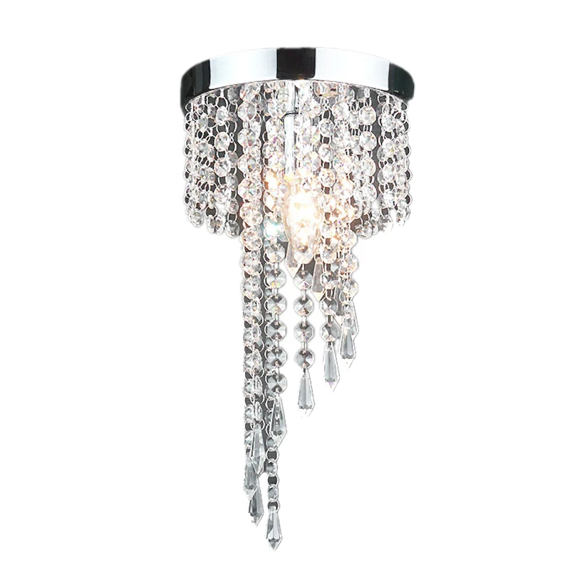 

ABUI-Modern Chrome Lustre Led Crystal Ceiling Lights Lighting Fixture Ceiling Lamp Crystals Aisle Lights