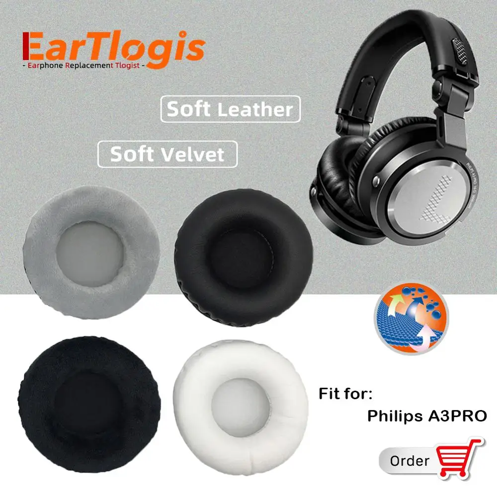 

EarTlogis Replacement EarPads for Philips A3-PRO A3PRO/00 Headset Parts Earmuff Cover Cushion Cups Pillow