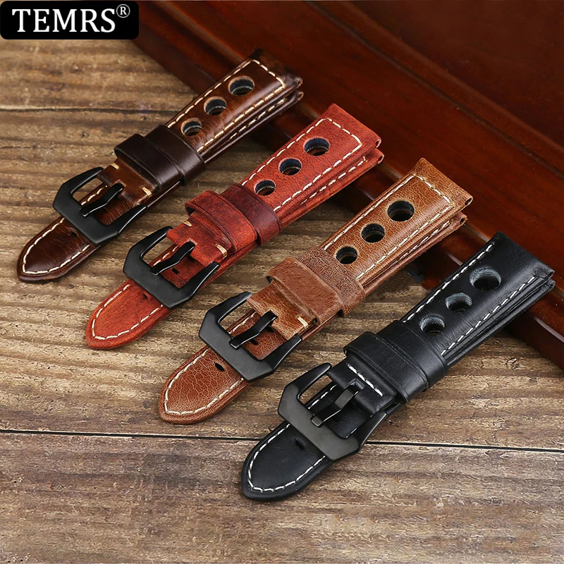 Leather Watch Strap Vintage 20mm 22mm 24mm Men's Leather Strap Watch Genuine Leather Watch Band Belt Brown Black Watch Belt