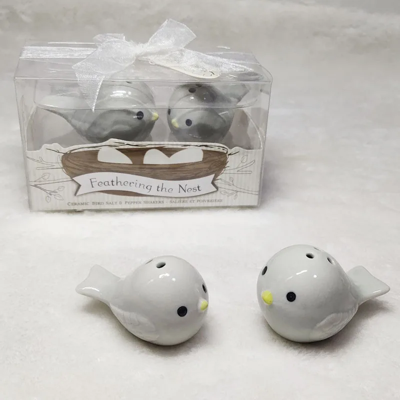 Свадебные сувениры и подарки для гостей пернатого гнезда керамические любовь птицы соль и перец шейкер