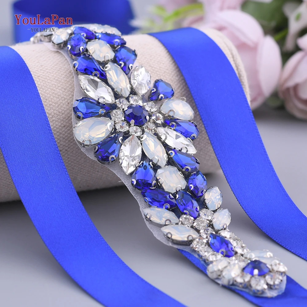 

YouLaPan S424 Bridal Belts with Rhinestones Elegant Lady Party Crystal Sash Belt Wedding Accessories Dress Handmade Diamond Belt