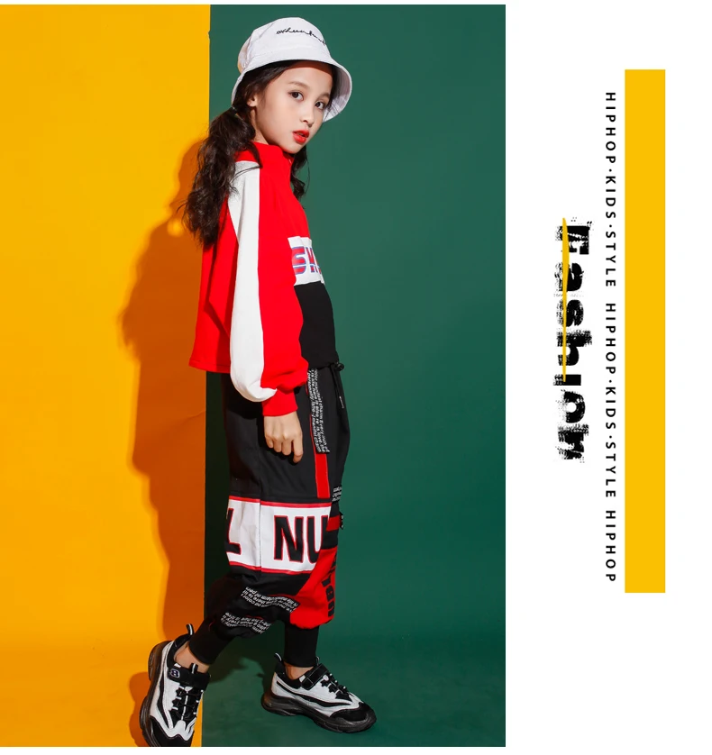 Hip Hop Dance Costumes Kids Red High Neck Long Sleeve Jacket Pants Children Street Clothes Boys Jazz Wear Performer Stage Outfit (12)