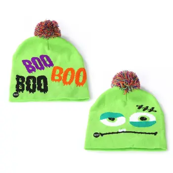 

Halloween LED Lighted Knit Cap Pumpkin Acrylic Children Adults Shiny Hat 40JF