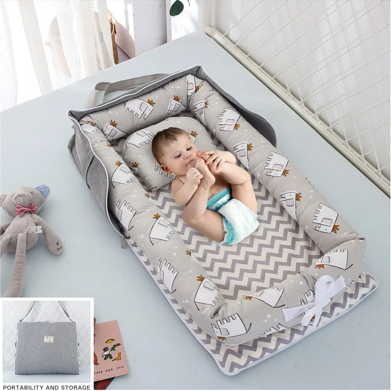 Разборное детское гнездо-кровать, переносная складная детская кроватка, для новорожденных, для путешествий, спальное место, детское гнездо для новорожденных детей, бампер 85x45 см - Цвет: J