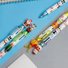 Stylo à bille série noël 6 couleurs, 1 pièce, dessin animé, arbre de noël, cerf, fournitures de cadeaux du père noël, papeterie W7b5