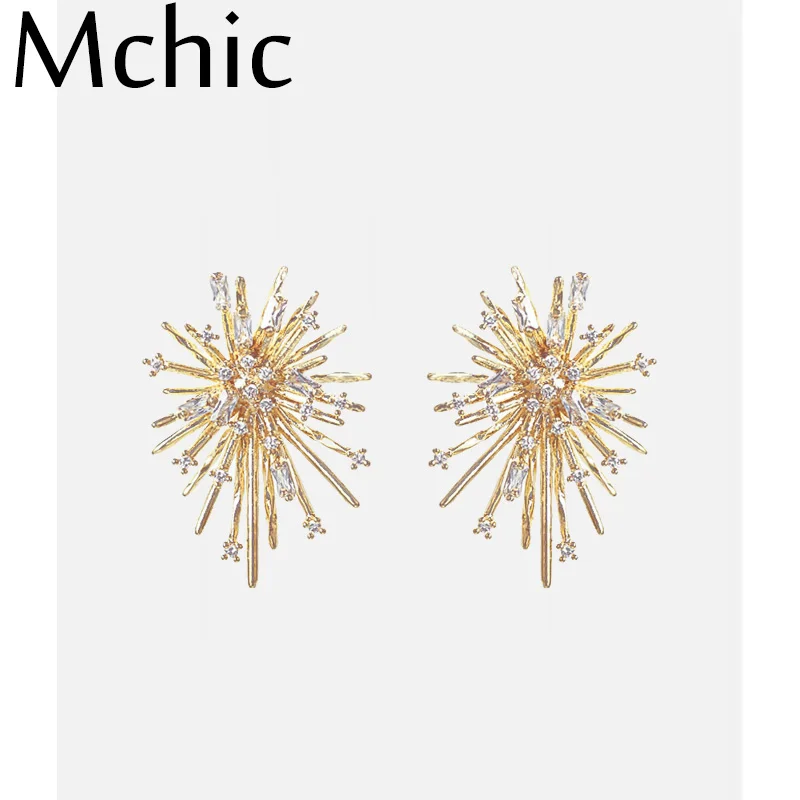 Mchic изысканные роскошные шикарные циркониевые серьги-гвоздики в форме растения очаровательные Медные Серьги дропшиппинг для женщин Bijoux En Argent S925 Post