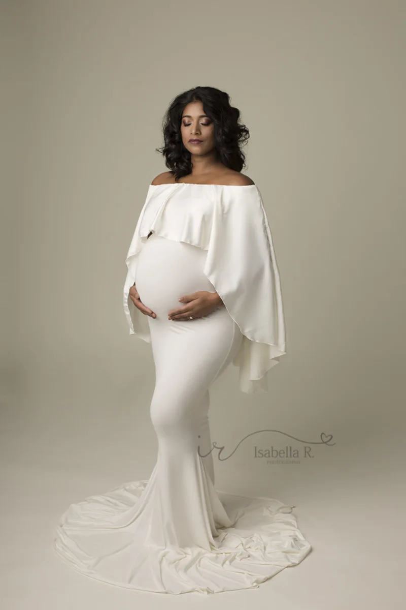 Long Shawl Maternity Dresses For Photo Shoot Maxi Gown Fancy Pregnancy Dress Elegence Pregnant Women Clothes Photography Props (2)