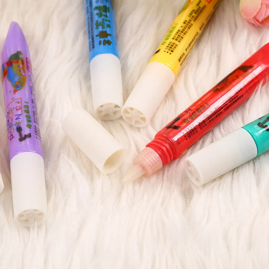 6pcs / set Magic Popcorn Pen for Kids DIY Drawing Multi Function Bubble Art Marker Pen Magic Colour Drawing Pen Decoration