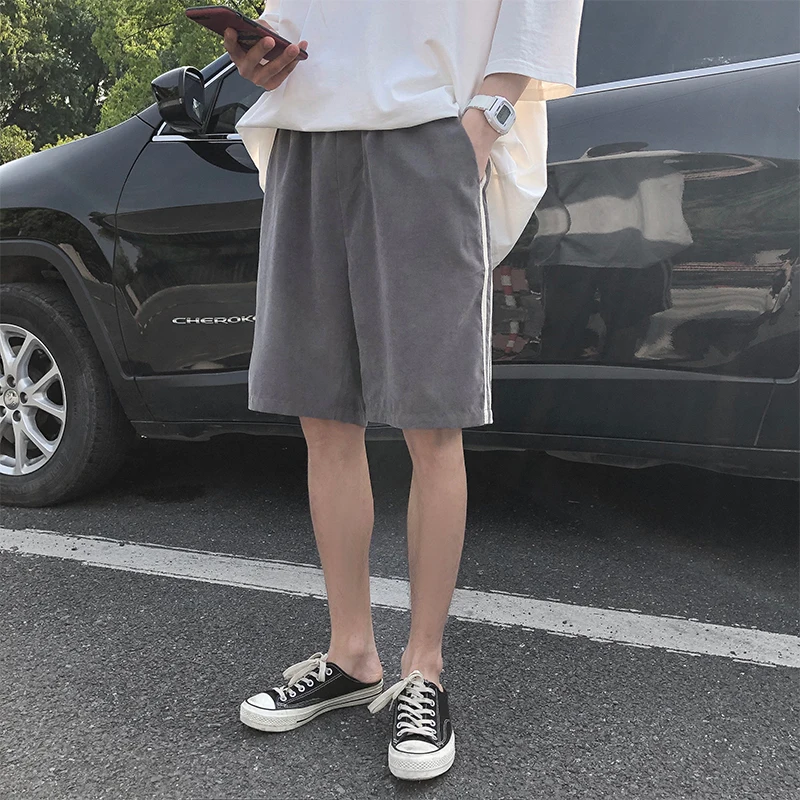 Красивые весенние и летние популярные корейские модные мужские свободные качественные хлопковые однотонные полосатые повседневные спортивные шорты Harajuku