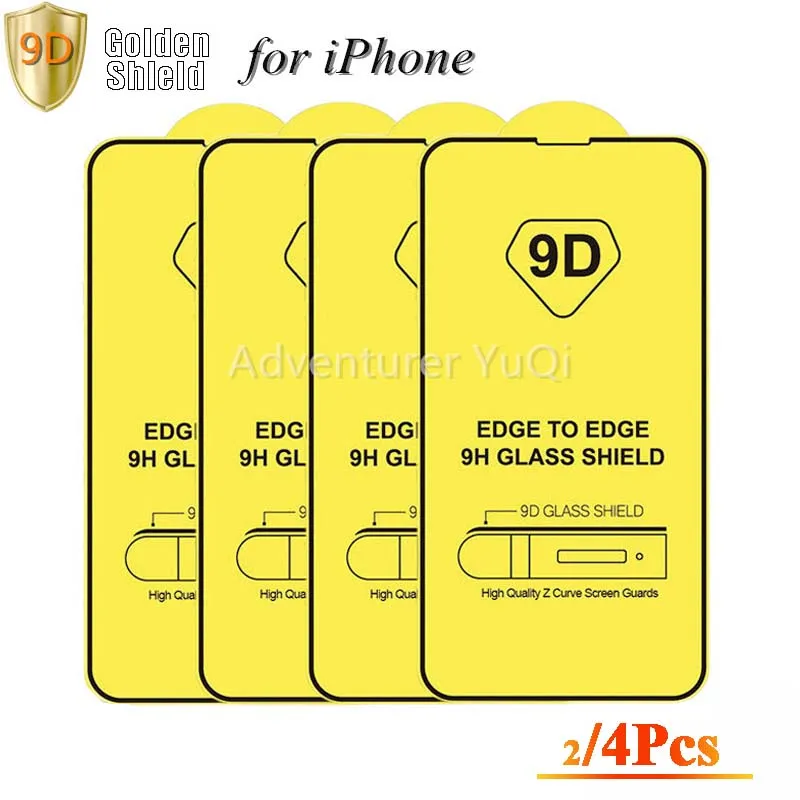2/4PCS 9D Screen Protector Full Cover Tempered Glass for IPhone 13 12 11 Pro Max Mini X XR XS Max 78 plus Multi-layer Reinforced