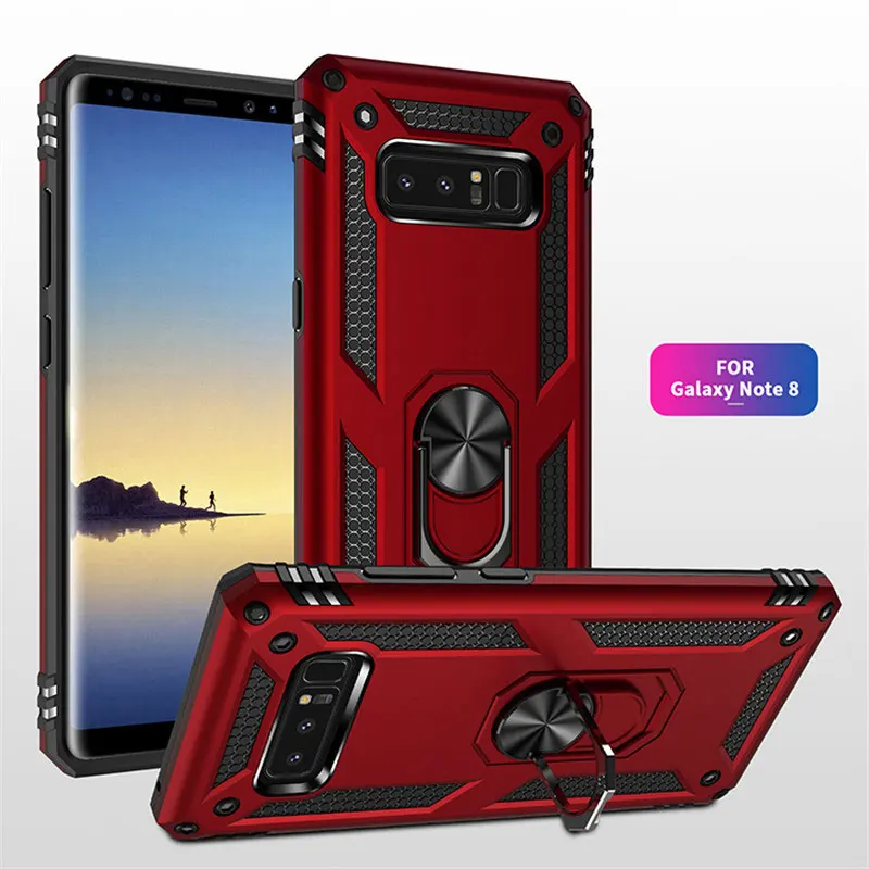 

Luxury Magnet Metal Ring Silicone Case on The For Samsung Galaxy Note8 Case For Note8 Car Bracket Case Note 8 9 Anti-knock Case