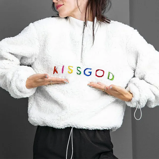 black fluffy sweatshirt