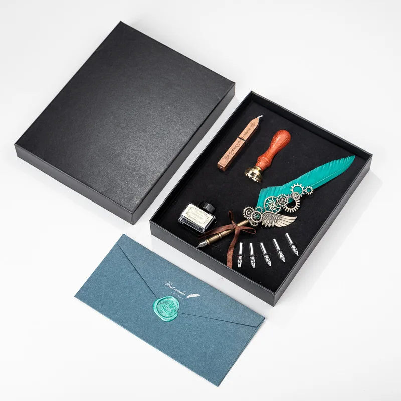 Европейский стиль ретро перо набор окунание ручка авторучка шестерня краски