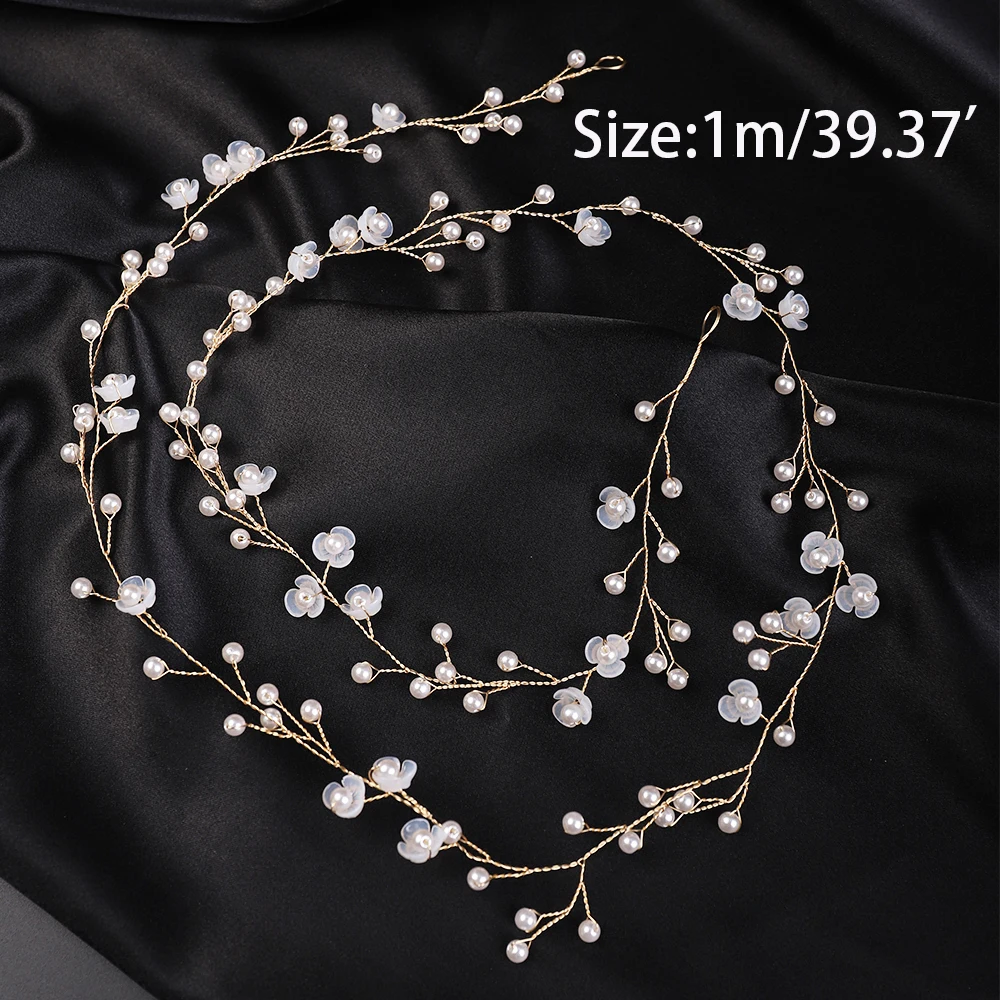 Pearl Flower Bridal Hair Vine Brides Headwear Party Prom Hair Accessories Wedding Jewelry Women Headbands Fashion Tiara
