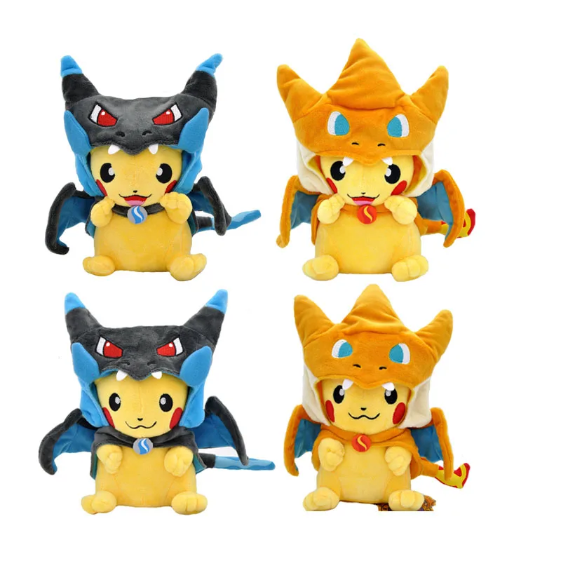 4 шт./лот 23 см TAKARA TOMY Pokemon Pikachu Cosplay Charizard плюшевые игрушки Мультяшные Мягкие