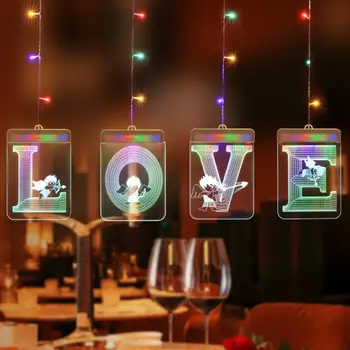 

3D LOVE MARRY ME Letter Luminous Lamps USB Powered LED Fairy Lighting Strings Valentines Day Wedding Decorative Lamps