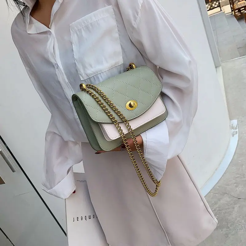 

Fashion Woman 2019 New Korean Linger Chain Small Square Bag Texture Hundred Sets One Shoulder Slant Bag