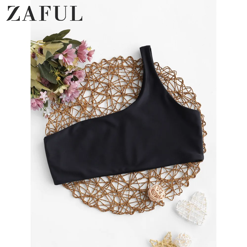 ZAFUL однотонный без подкладки на одно плечо бикини Топ для женщин 2020 стильный