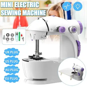 

Sewing Machines Portable Mini Electric Household Crafting Mending with Foot Pedal Cutter Light for Home Beginners Kids Purple