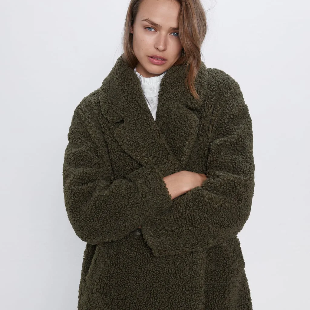 Новинка, модное зимнее теплое пальто из овечьей шерсти, женское Трендовое повседневное длинное теплое пальто из овечьей шерсти, женское теплое пальто, Рождественская одежда