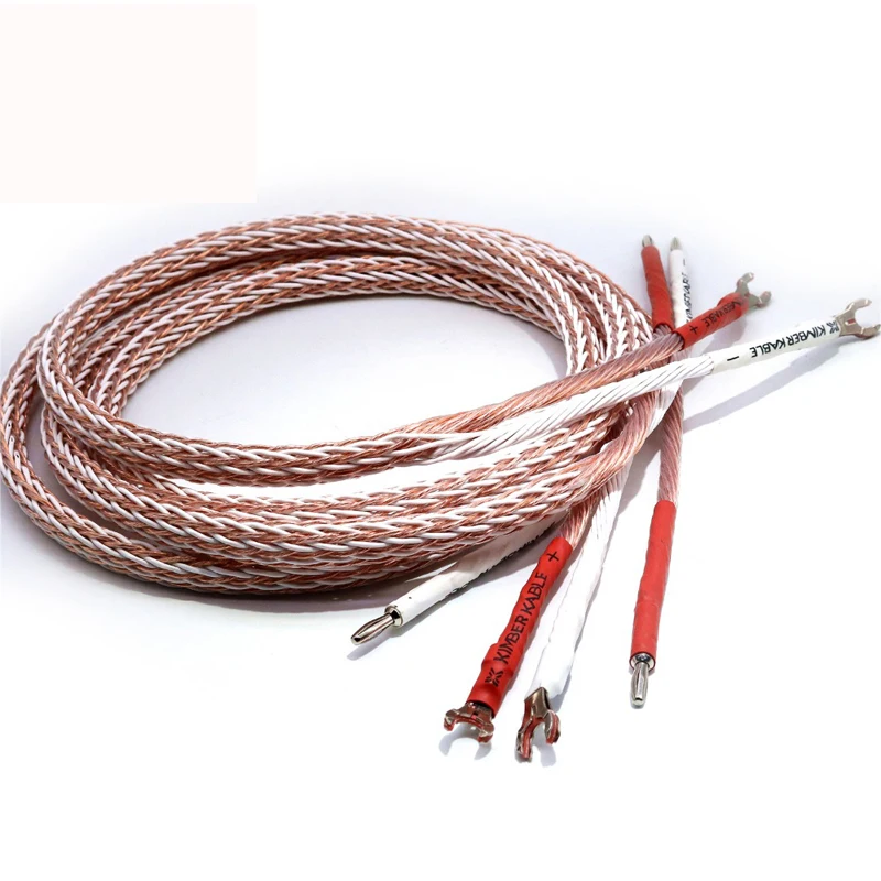 

1 pair Hifi audio Hi-end Silver Plated Y shape spade to banana plugs 12TC 24 cores speaker Interconnector Audio cable