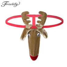 Мужские трусы для сна с изображением рождественских оленей узор выпуклость бикини стринги нижнее белье трусы для вечерние трусы Для мужчин s забавные трусы