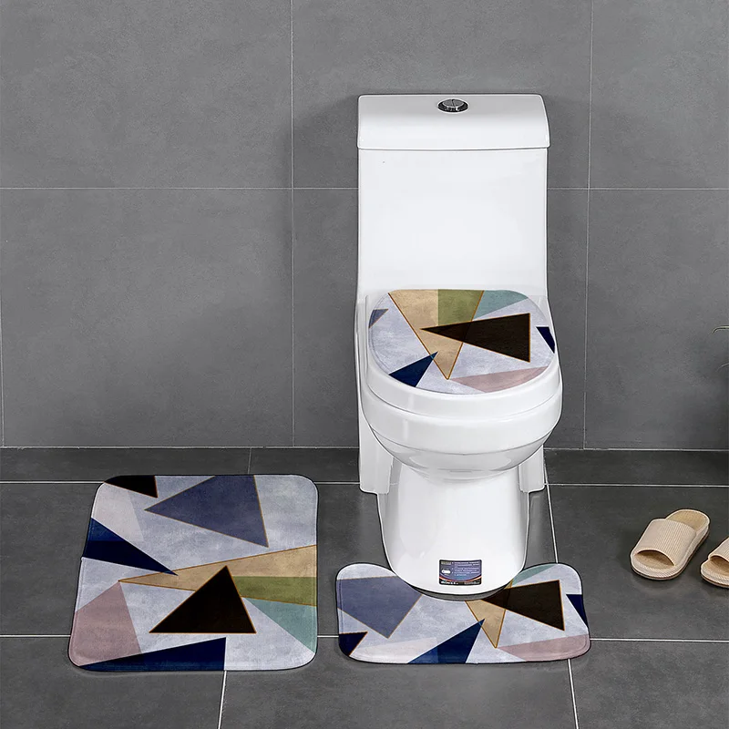 Thick Flannel Bathroom Bath Mat Set Toilet Rugs U Shape Floor Carpets In Bathroom Toilet Foot Pad Anti Skid Washable Lid Cover
