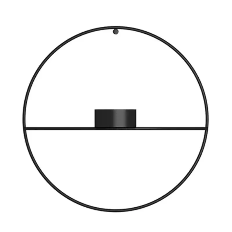 Металлический Подсвечник геометрический Круглый Подсвечник Настенный декор для рукоделия - Цвет: Black 1