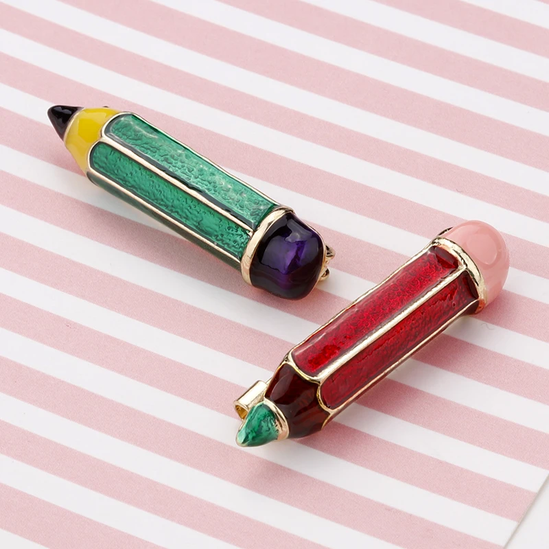 H580208X设计师绿色铅笔胸针 (4)